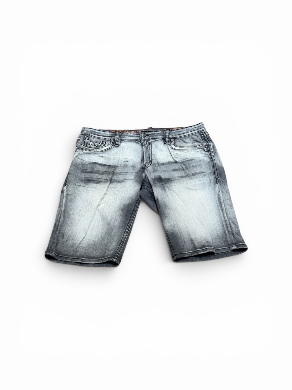 Rock Revival Men's Light Gray Washed Denim Shorts